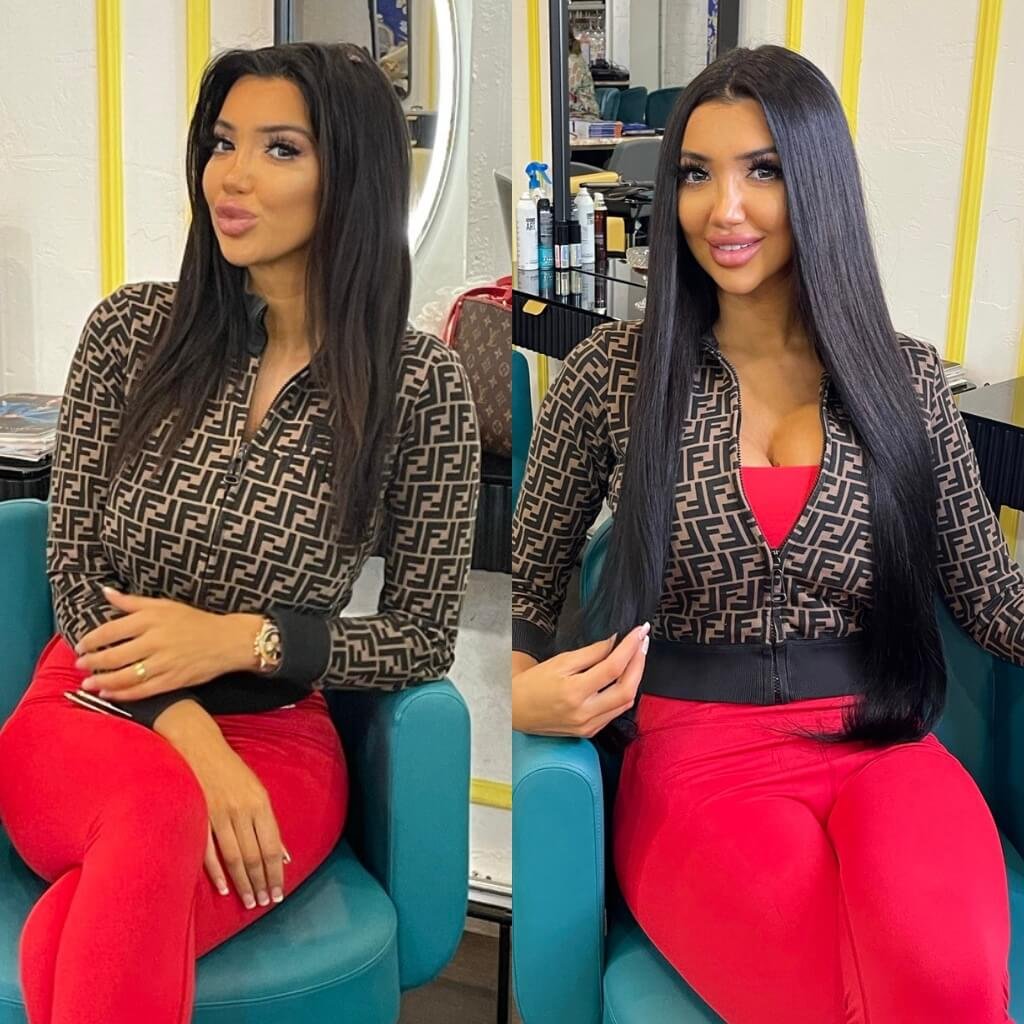 extra long hair extensions before and after