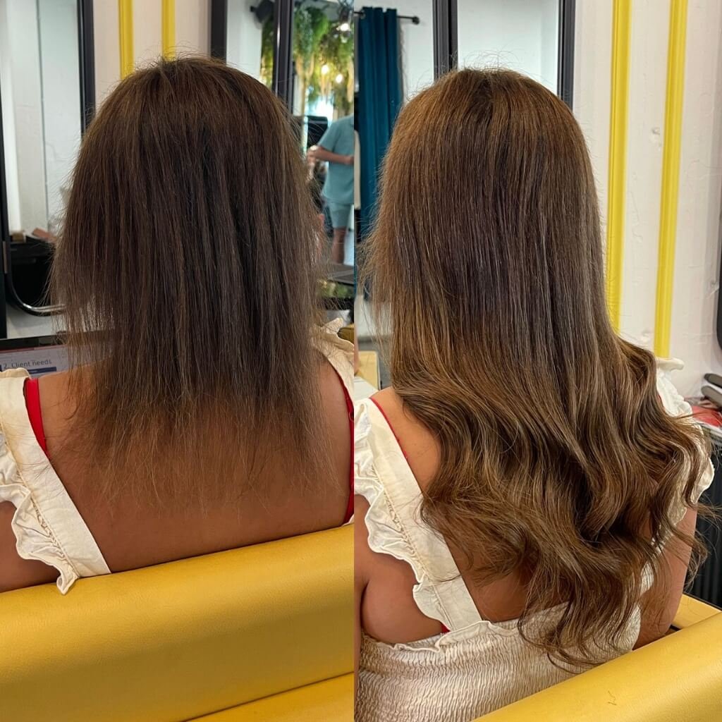thickening hair extensions before and after
