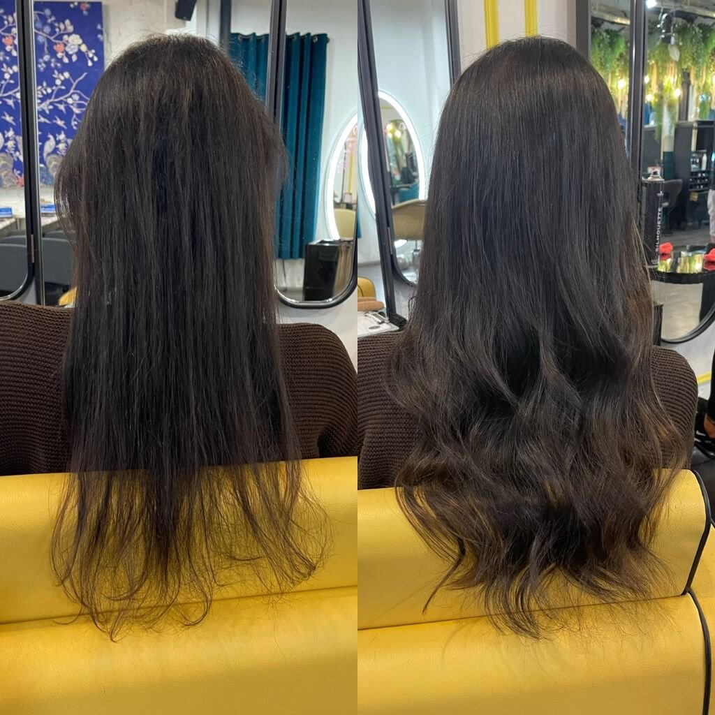 thickening wavy black hair extensions before and after