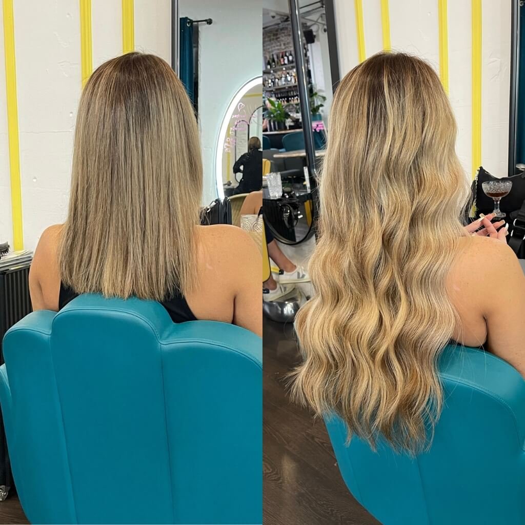 wavy ahs blond hair extensions before and after