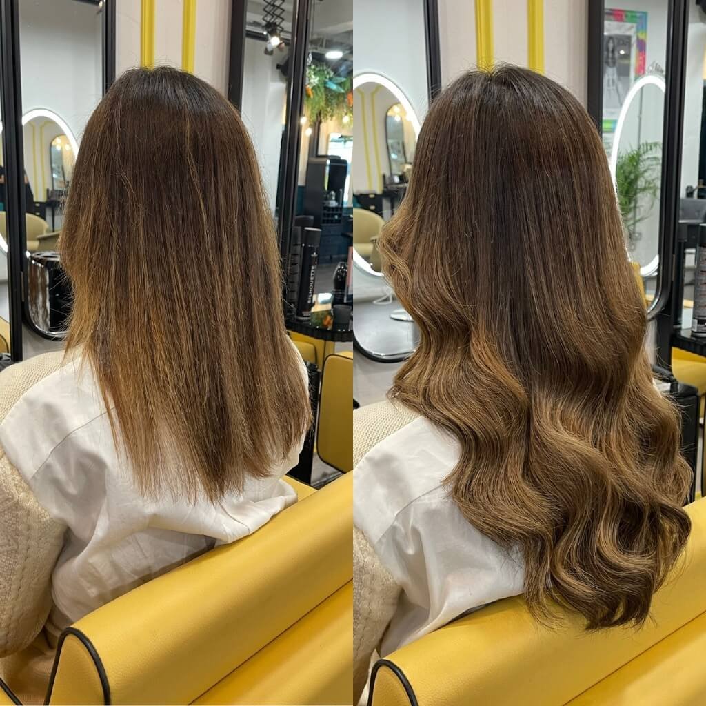 wavy ash blond hair extensions before and after