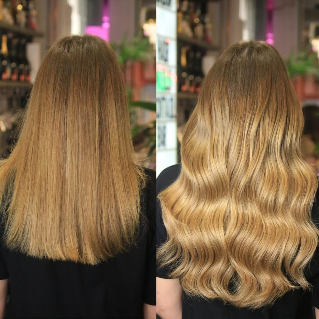 wavy blonde hair extensions before and after