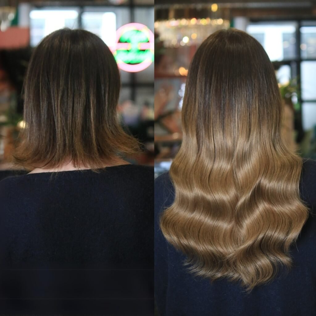 hair-extensions-before-after-84 long brunette hair extensions before and after