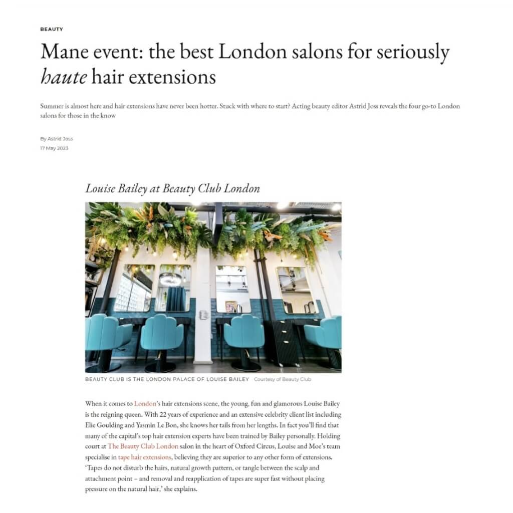 TATLER best London salons for hair extensions