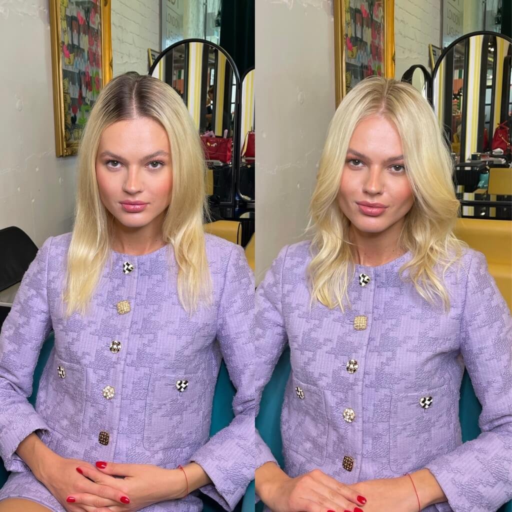 hair colour before and after roots