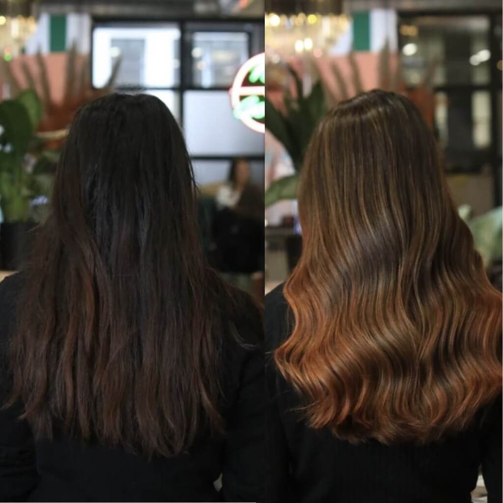 hair colour before and after lowlights