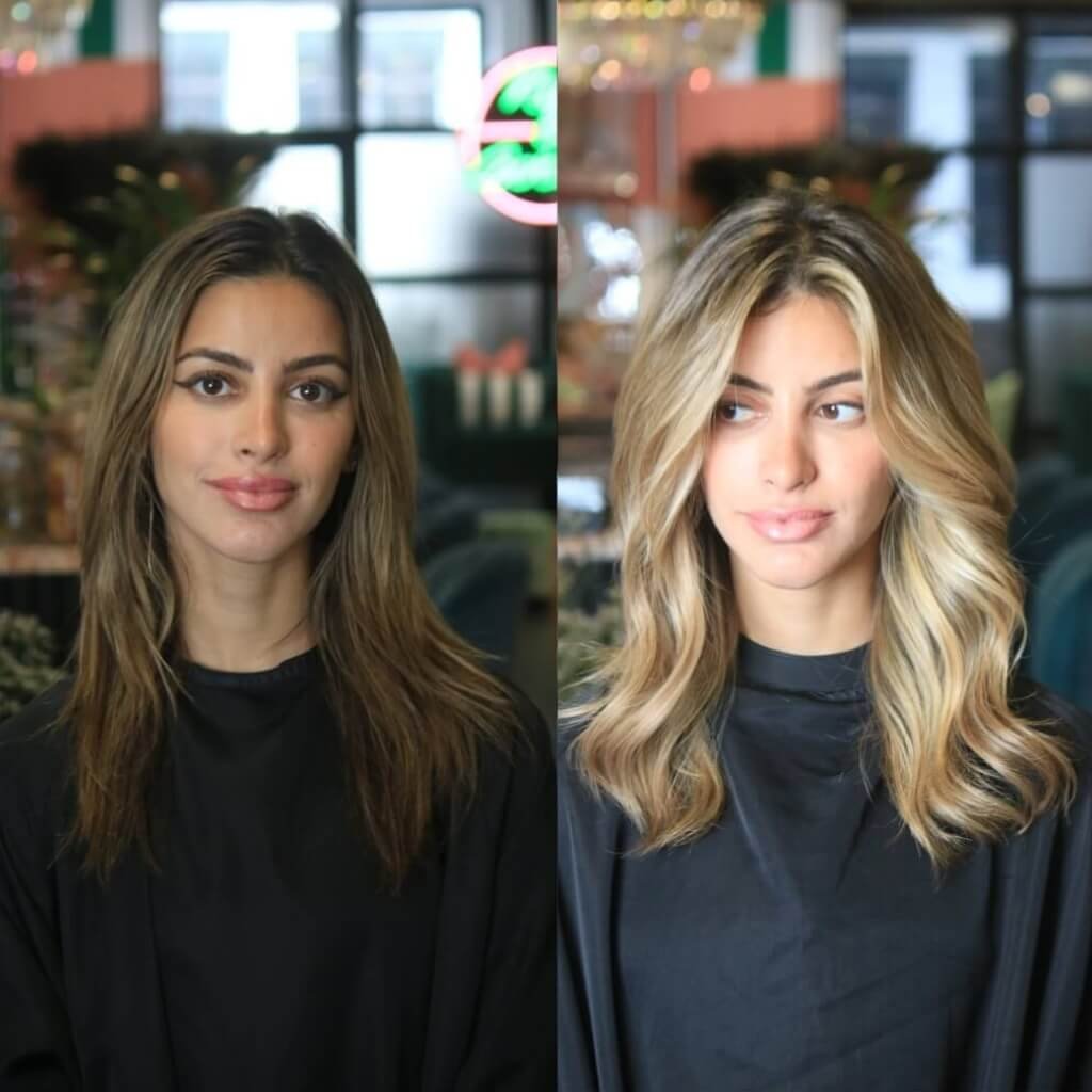 hair colour before and after highlights