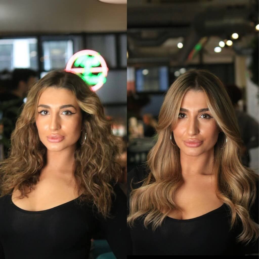 hair colour before and after lowlights