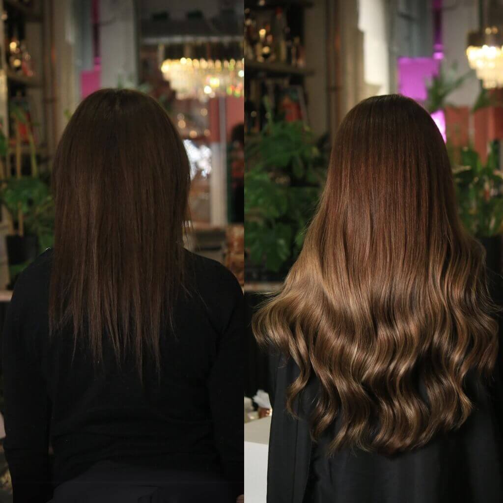 hair colour before and after lowlights