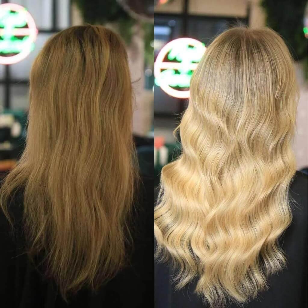 hair colour before and after light blonde