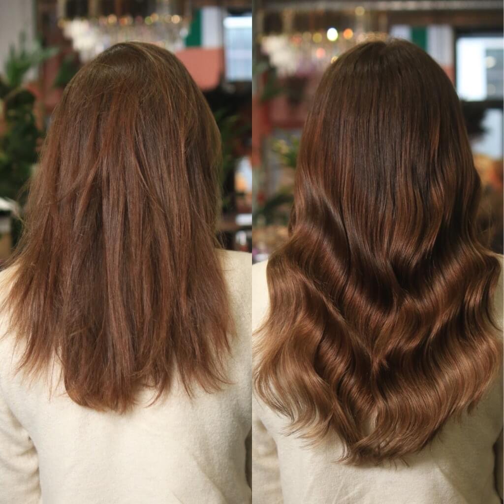 hair colour before and after brunette
