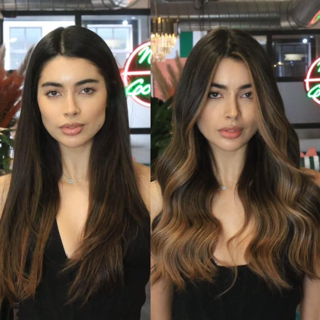 balayage hair colour before and after