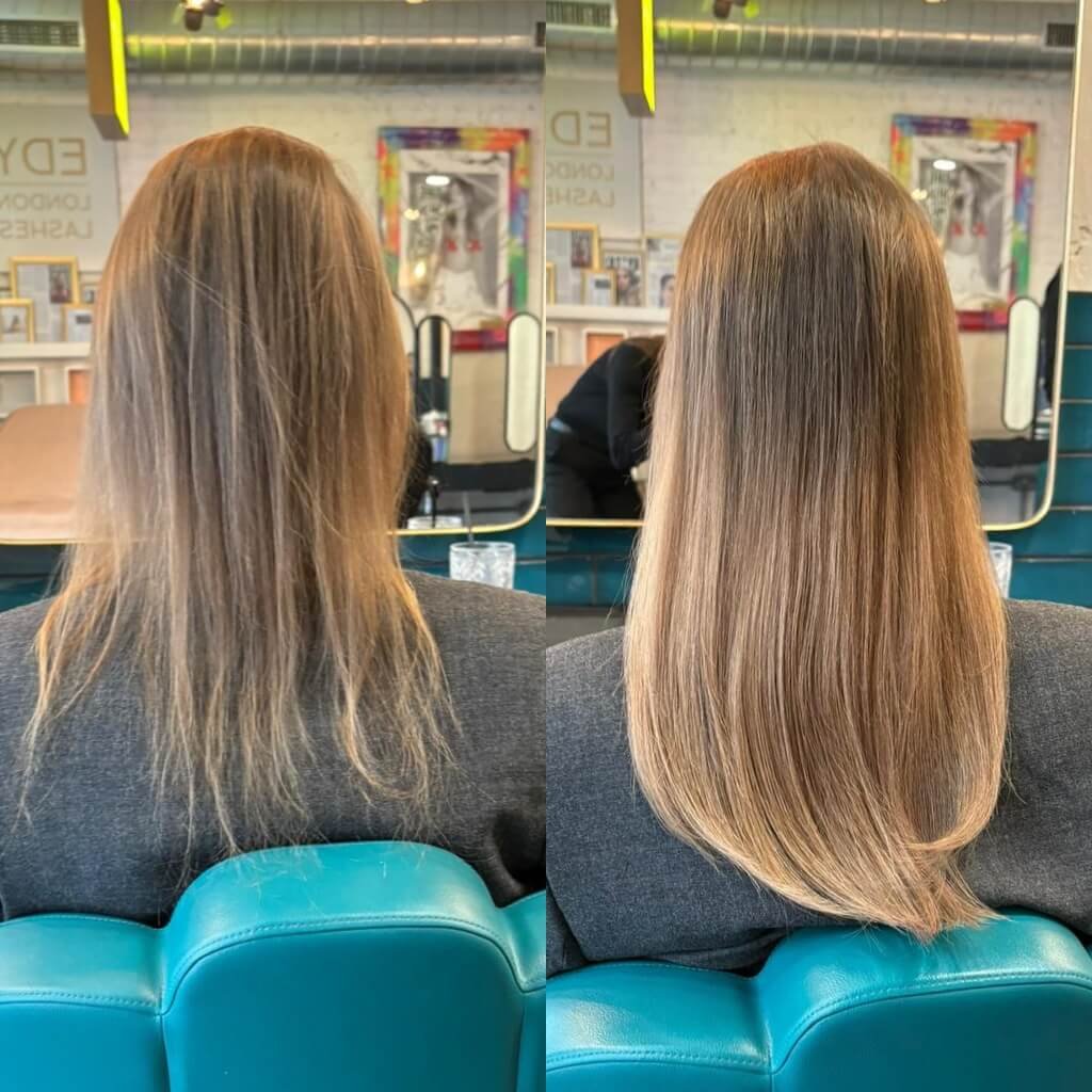 tape in hair extensions before and after