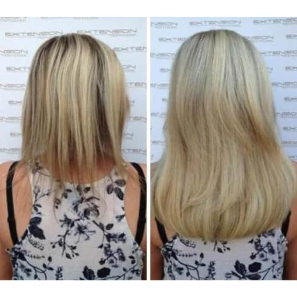 before and after extensions for thin hair