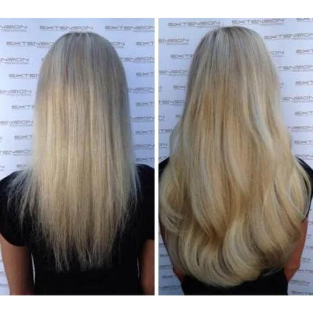 thin hair before and after hair extensions