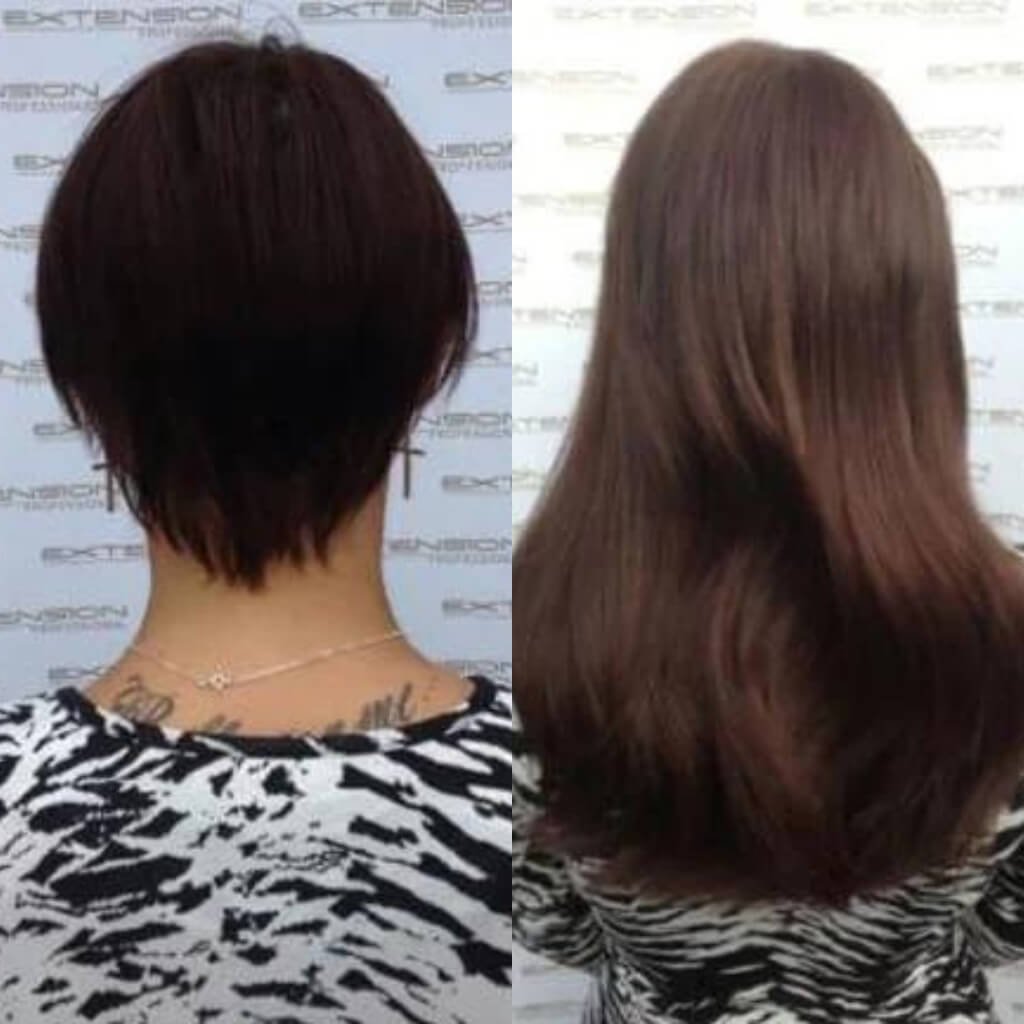 short to long hair extensions before and after