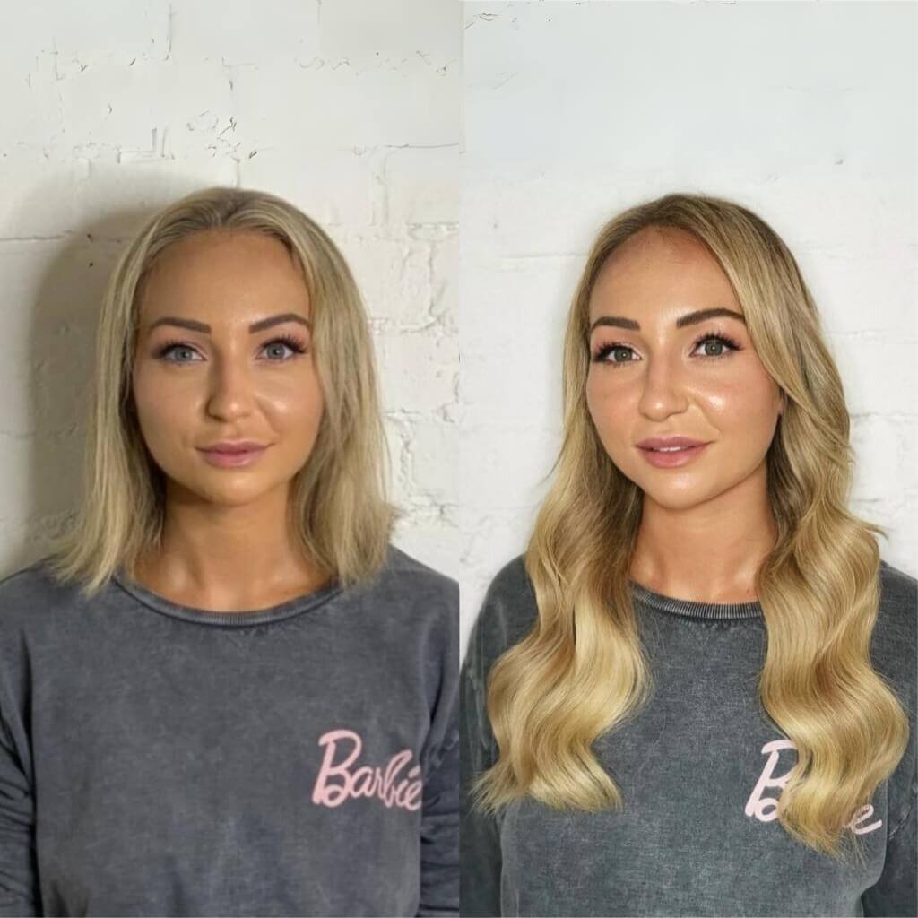 tape in hair extensions before and after