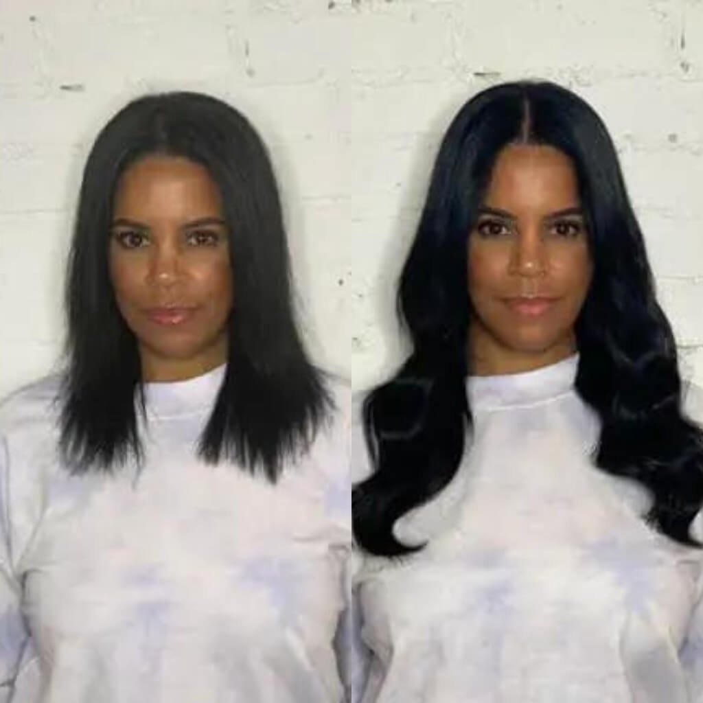 tape hair extensions before and after