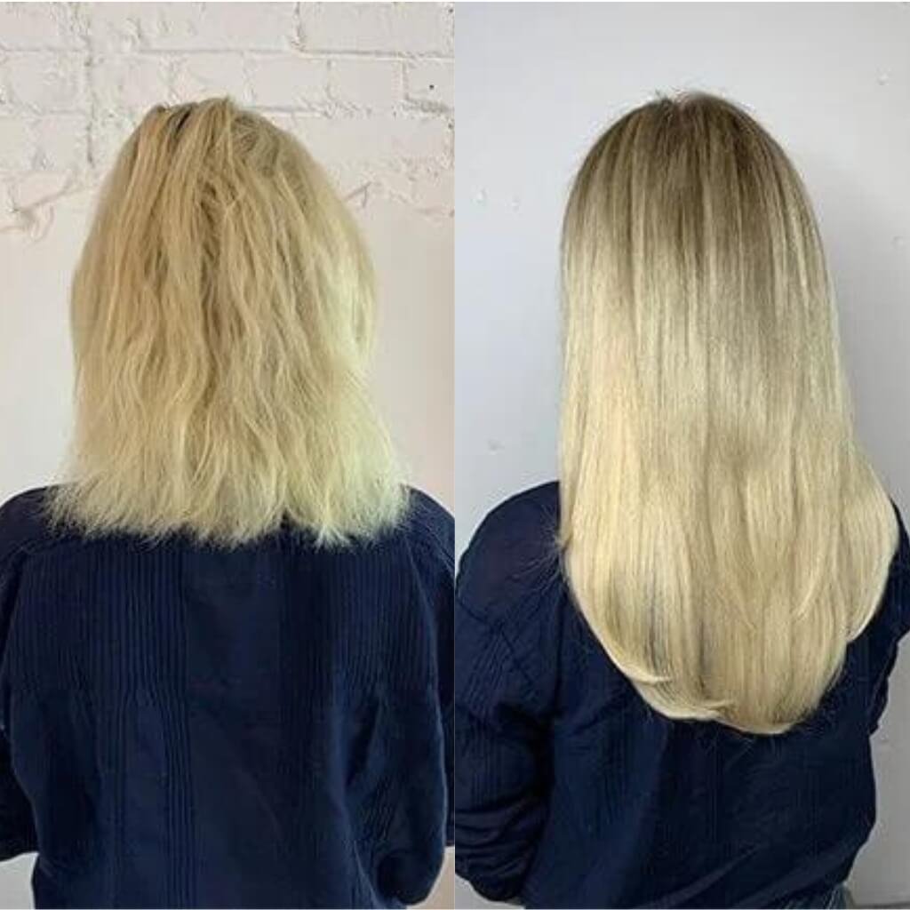 medium to long hair extensions before and after
