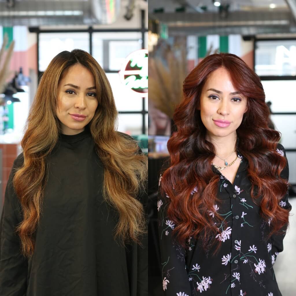Hair colour before and after