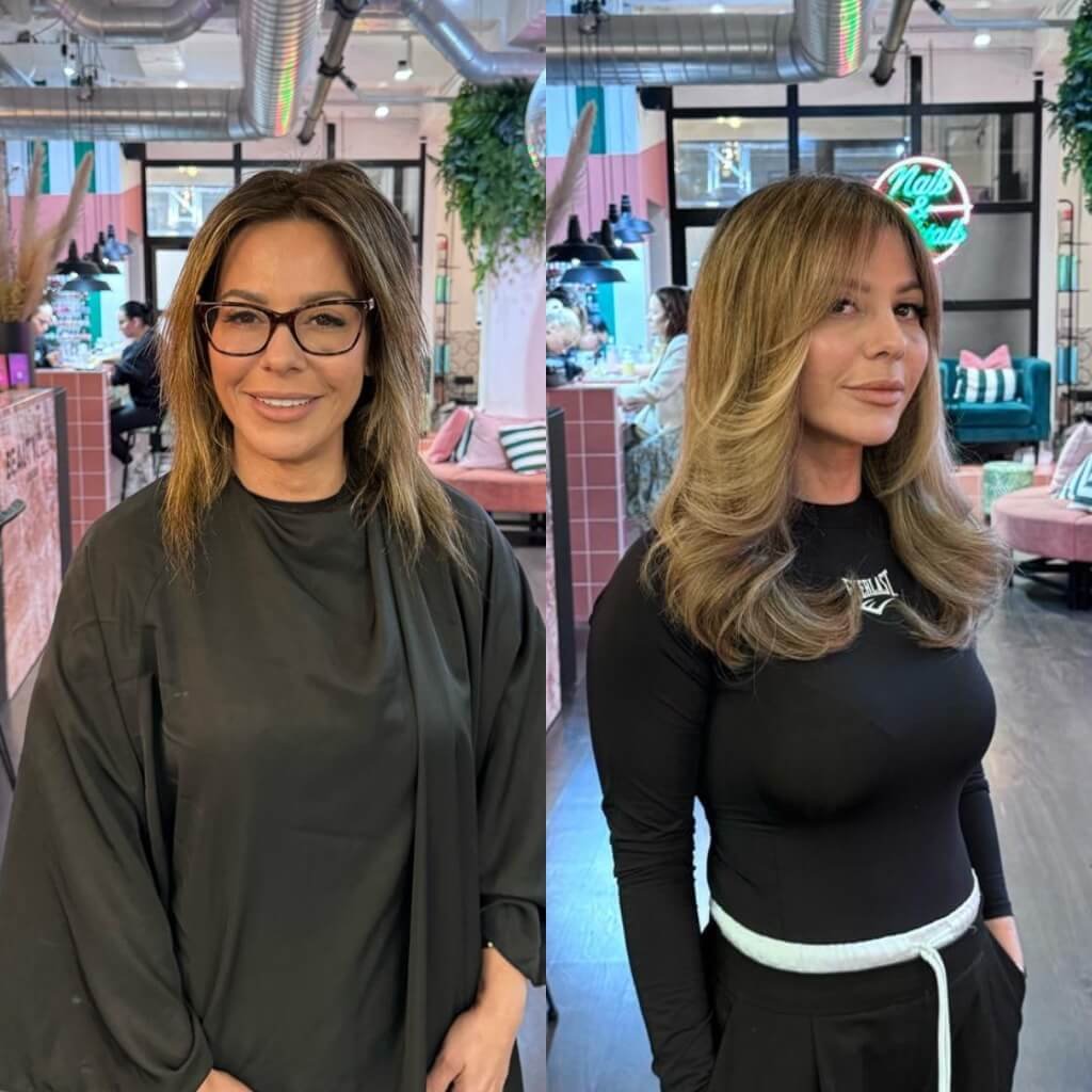 curly hair extensions before and after