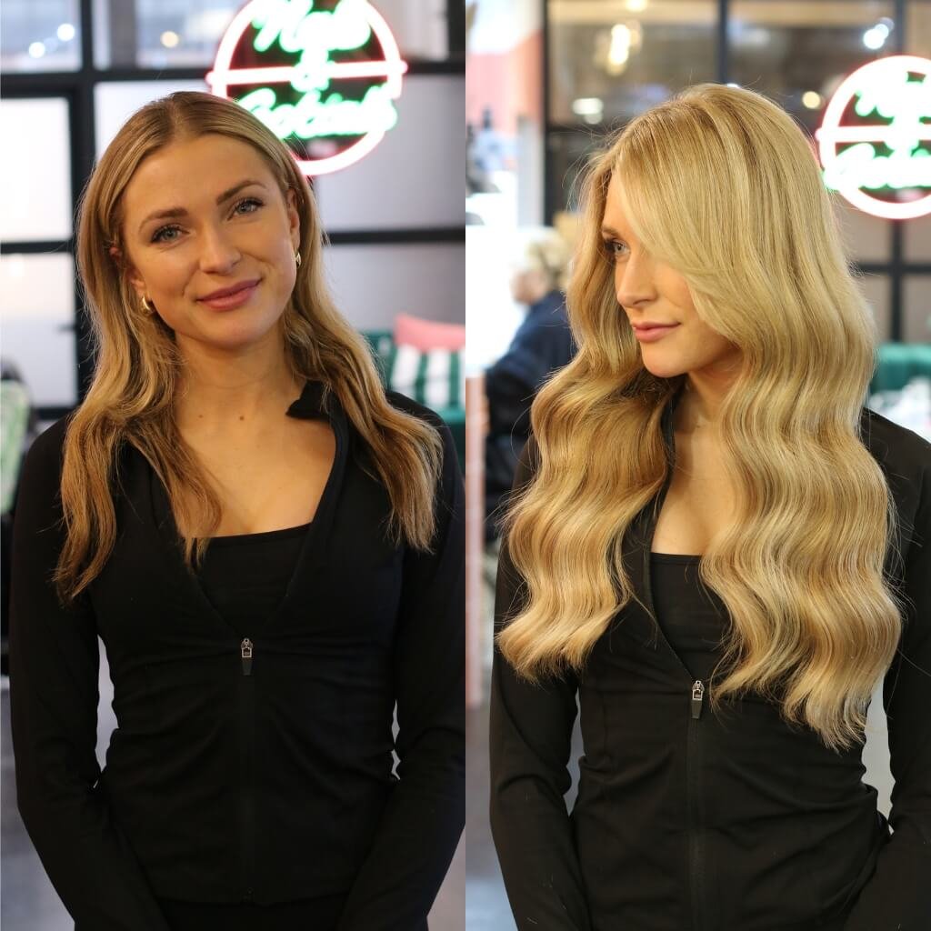 Hair Extensions and Colour Before and After